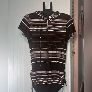 Dotti Monochrome Striped Hooded Swim Coverup